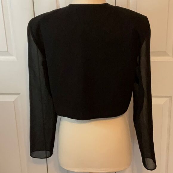 R &‎ K Originals Blazer Jacket Coverup Black Sheer Sleeves Size 12 - Picture 5 of 6